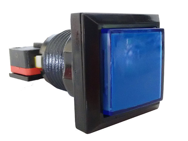 Vierkante 33mm LED Drukknop Voor Arcade Mame Quiz Gokkast Button Box etc. Blauw