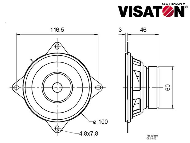 Visaton 4 inch / 10cm 8 Ohm 20W breedbandluidspreker 