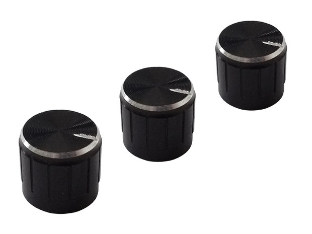  Lautstärkeregler Aluminium schwarz eloxiert 15x17mm für 6mm Potentiometerwelle