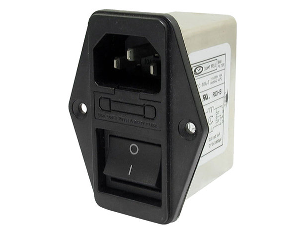 Interrupteur d'alimentation de filtre EMI avec connexion C14 220-250V 10A