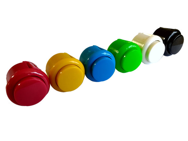  Bouton-poussoir d'arcade à clipser de 24 mm rouge avec micro-interrupteur à clic doux intégré