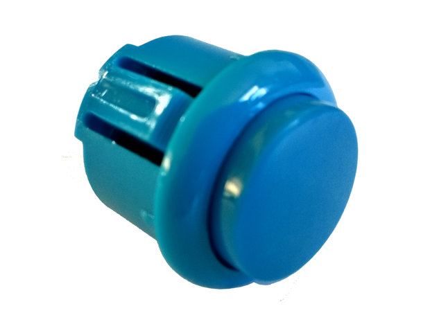   Bouton-poussoir d'arcade à clipser de 24 mm bleu avec micro-interrupteur à clic doux intégré
