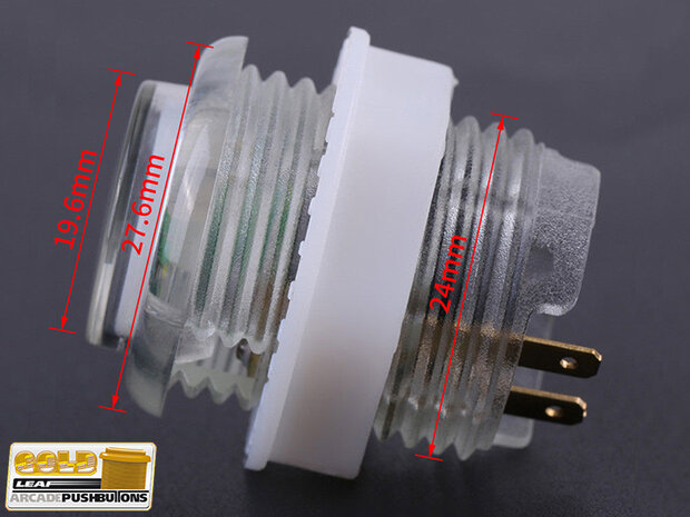  Bouton-poussoir à LED 5V Super Silencieux Feuille d'Or 27 mm, Taille de la perceuse 24 mm Vert