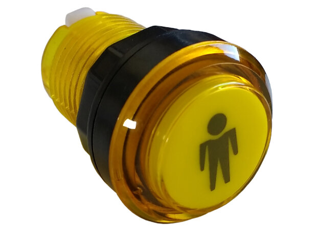Transparenter LED-Arcade-Druckknopf für 1 Spieler Gelb 