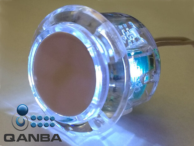 QANBA 30MM Crystal Clear Snap-in Drukknop met Witte Led
