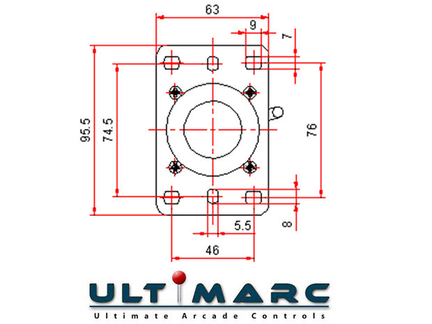 Ultimarc Mag Stik Plus 'Pull to Switch' 4/8-way Arcade Joystick Zwart