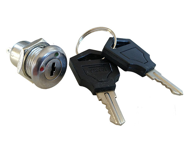 Elektronischer Mini-Edelstahl-Schlüsselschalter, 12x21mm, 24V/0,5A max, gleichschließend