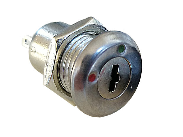 Elektronischer Mini-Edelstahl-Schlüsselschalter, 12x21mm, 24V/0,5A max, gleichschließend