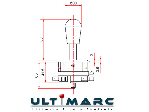 Ultimarc Mag Stik Plus Pull 'N' Switch 4/8-way Arcade Joystick Black
