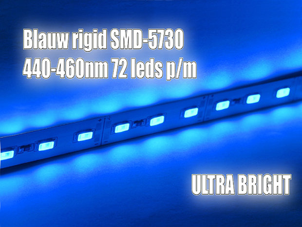 50cm Rigid Aluminium Led Strip 12V Blauw SMD5730 440-460nm 36 Leds 0,75A 
