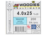 Woodies-Ultimate-Schroeven-4.0x25-Verzinkt-T-20-Deeldraad-200-stuks